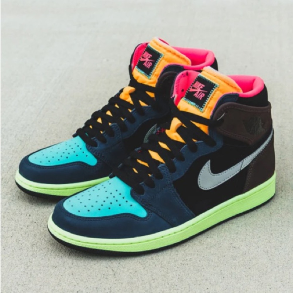 Nike Black and Teal High-Top Sneakers